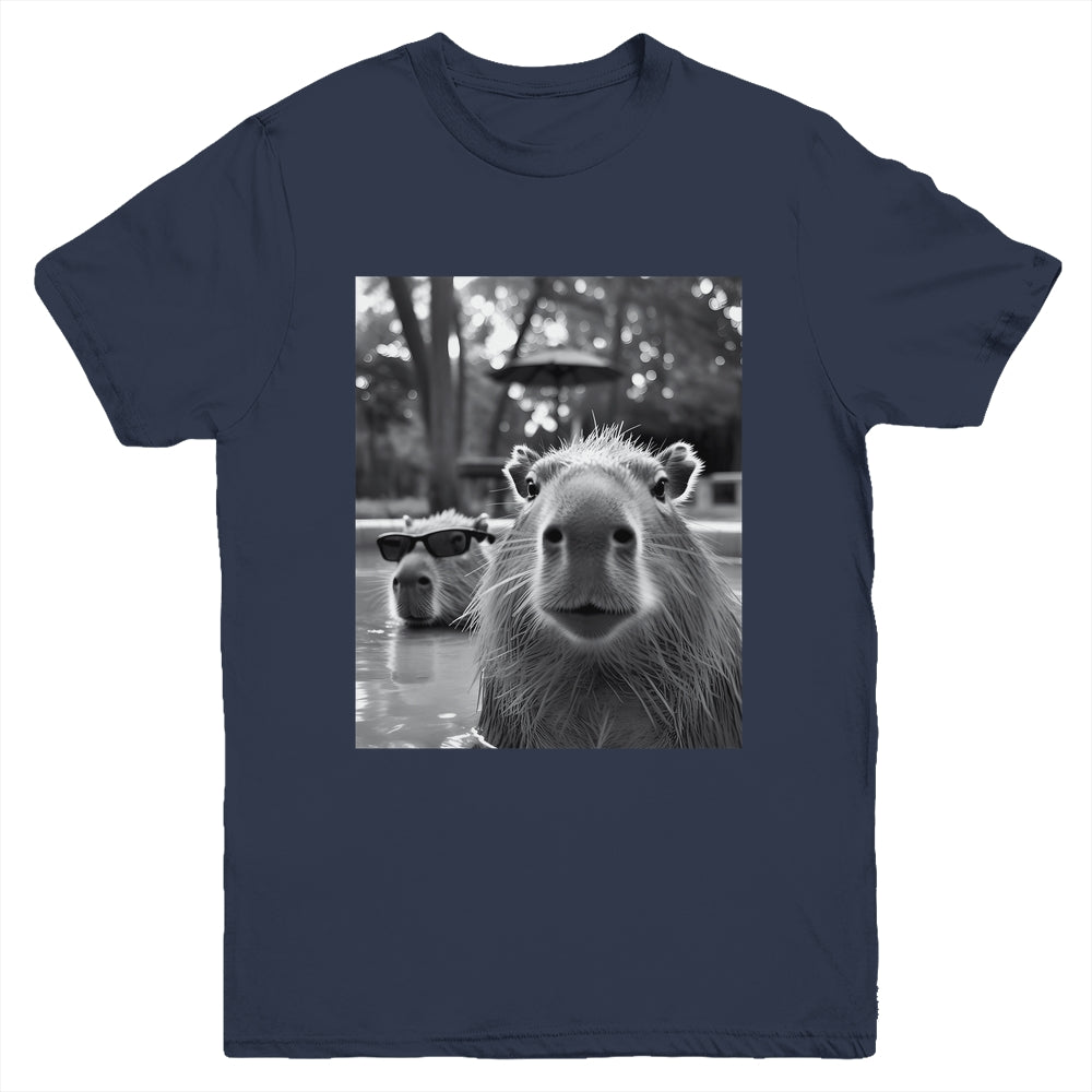 Funny Capybara Cool Capybara Selfie Caby Lover Kids Boy Girl Youth Shirt | siriusteestore