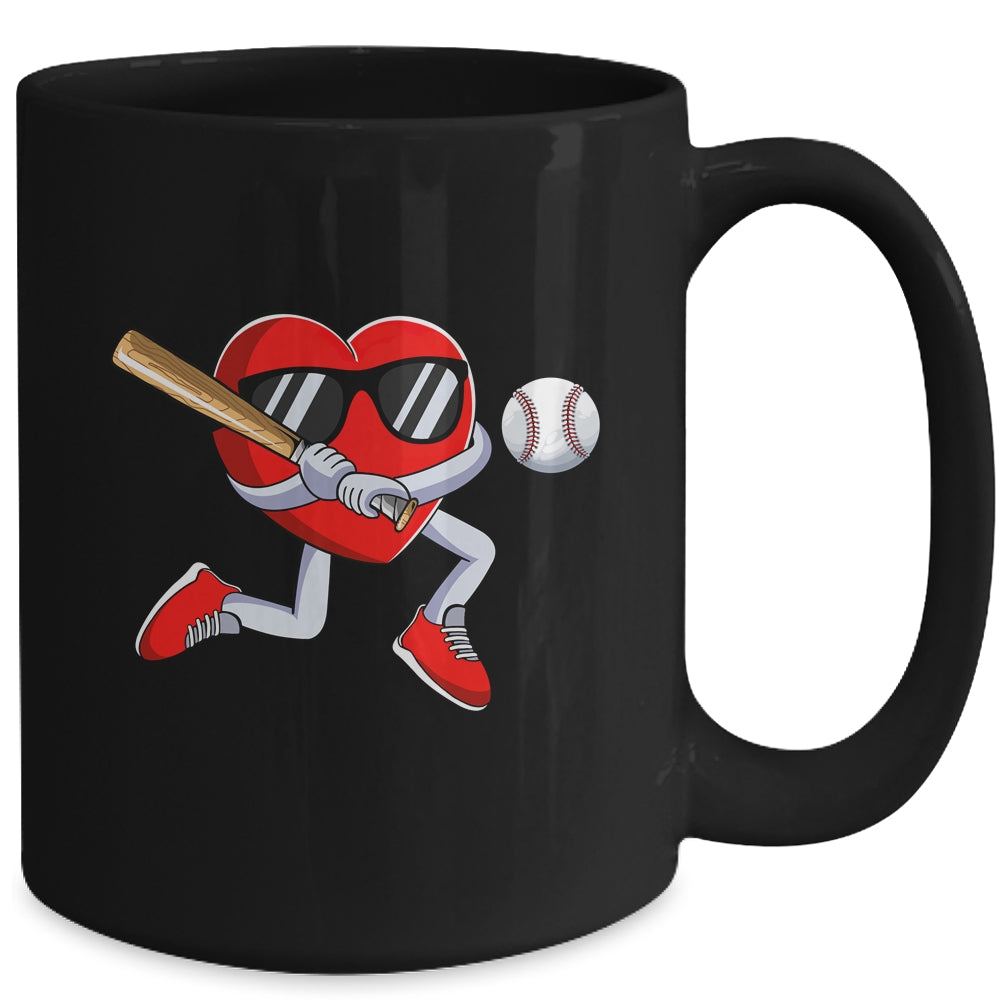 Funny Heart Playing Baseball Valentines Day Mens Boys Kids Mug | siriusteestore