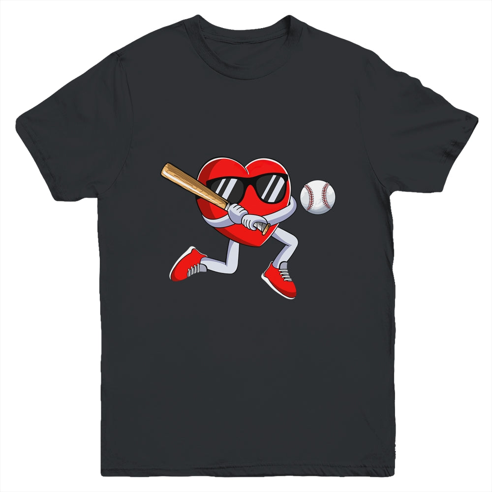 Funny Heart Playing Baseball Valentines Day Mens Boys Kids Youth Shirt | siriusteestore