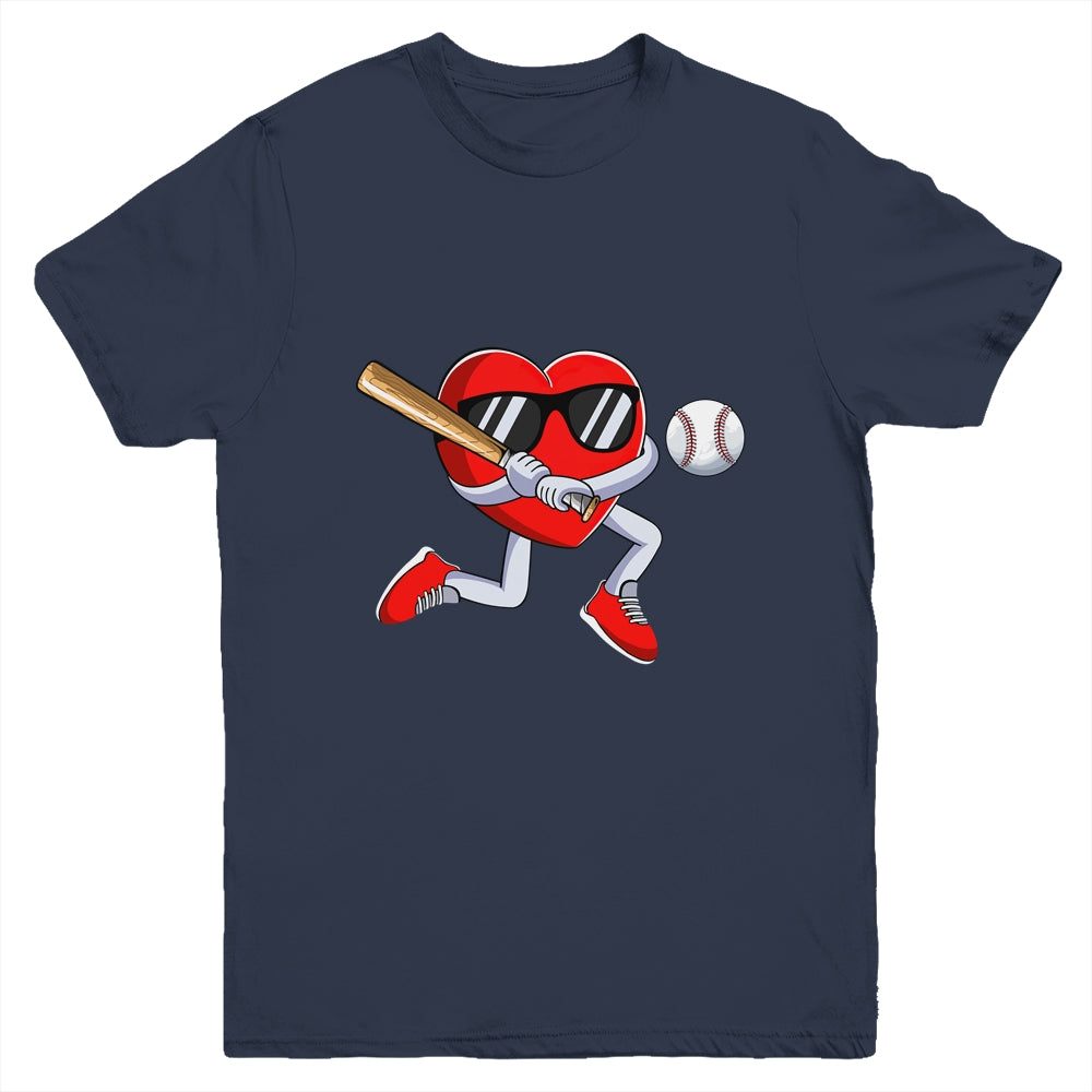 Funny Heart Playing Baseball Valentines Day Mens Boys Kids Youth Shirt | siriusteestore