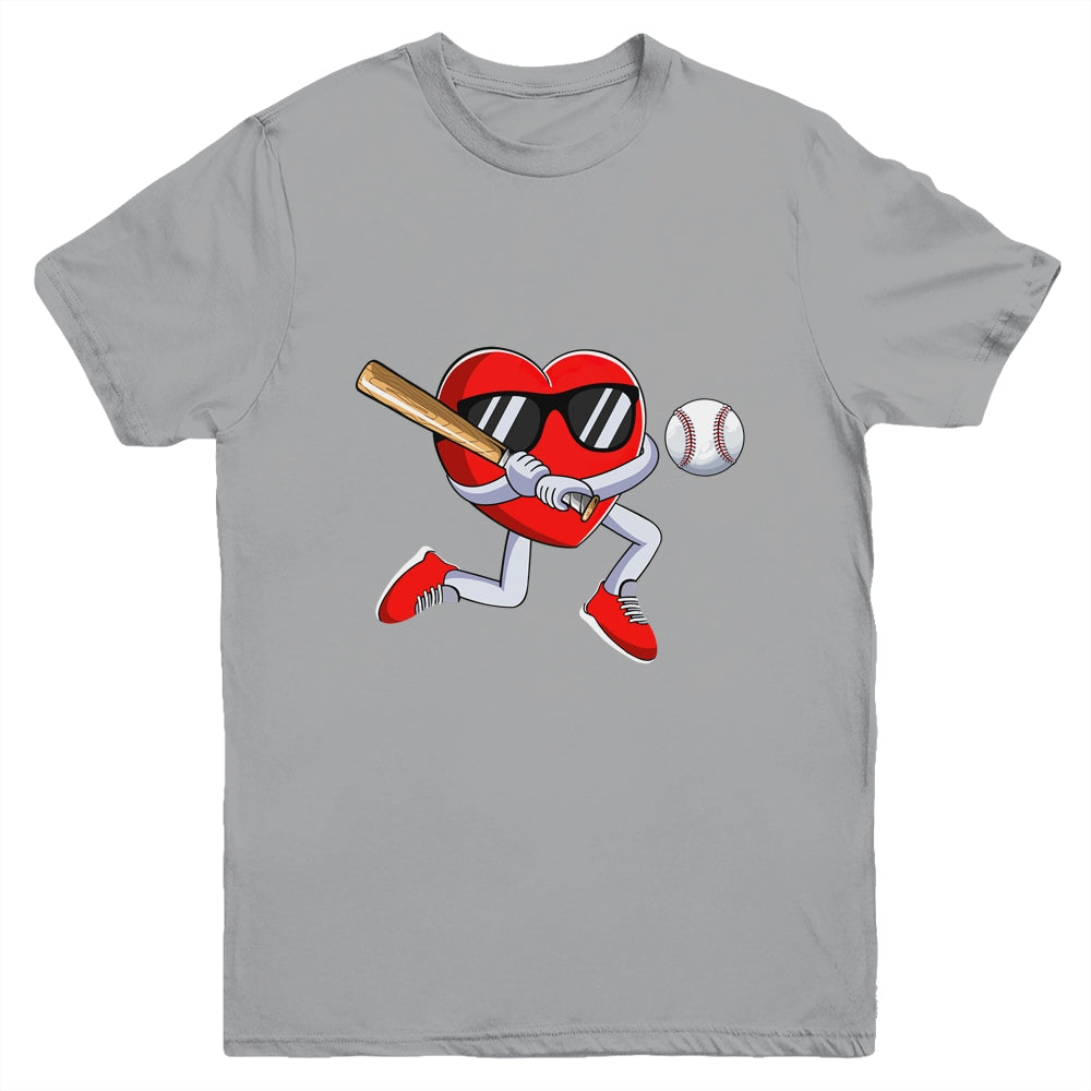 Funny Heart Playing Baseball Valentines Day Mens Boys Kids Youth Shirt | siriusteestore