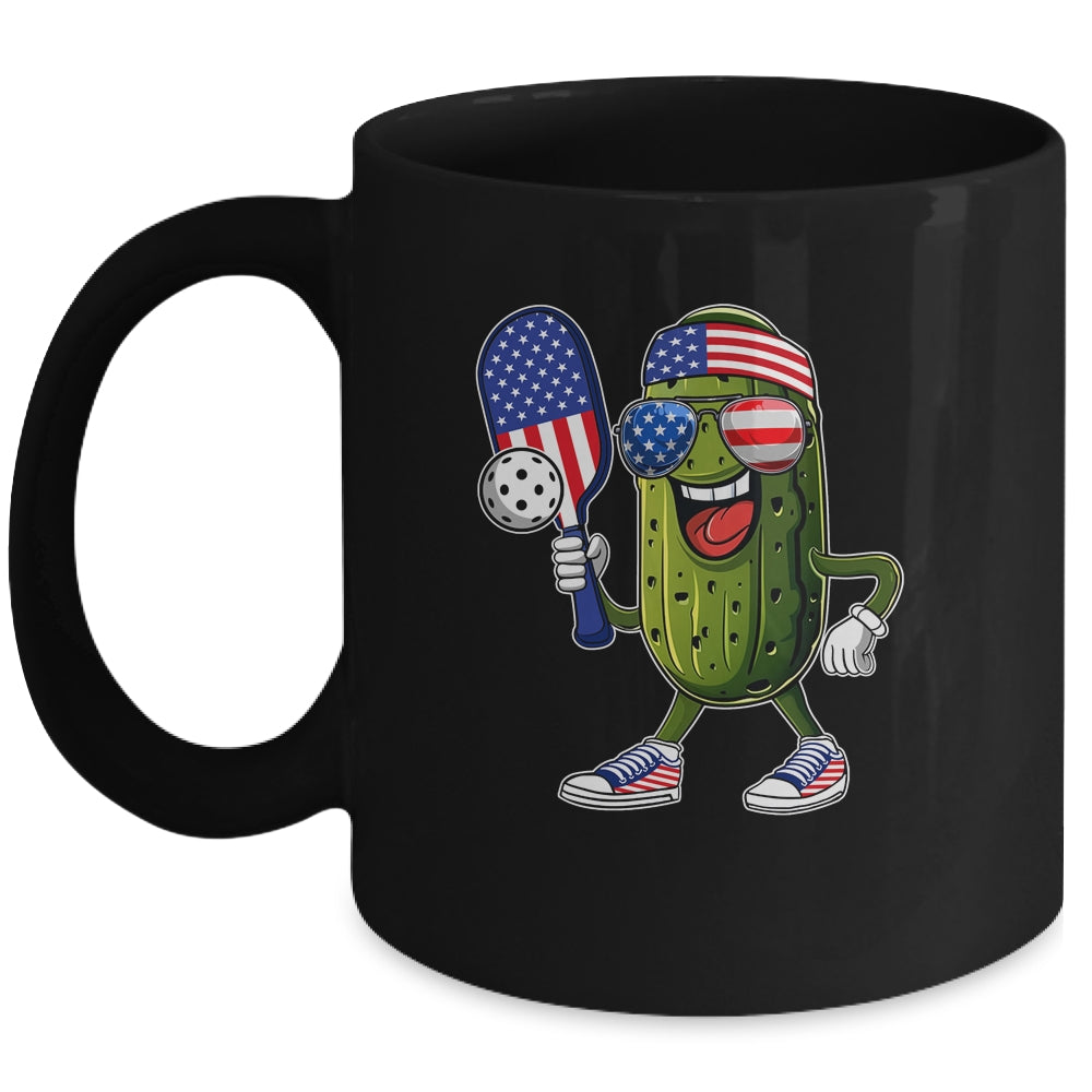 Funny Patriotic Pickle Playing Pickleball Paddle 4th Of July Mug | siriusteestore