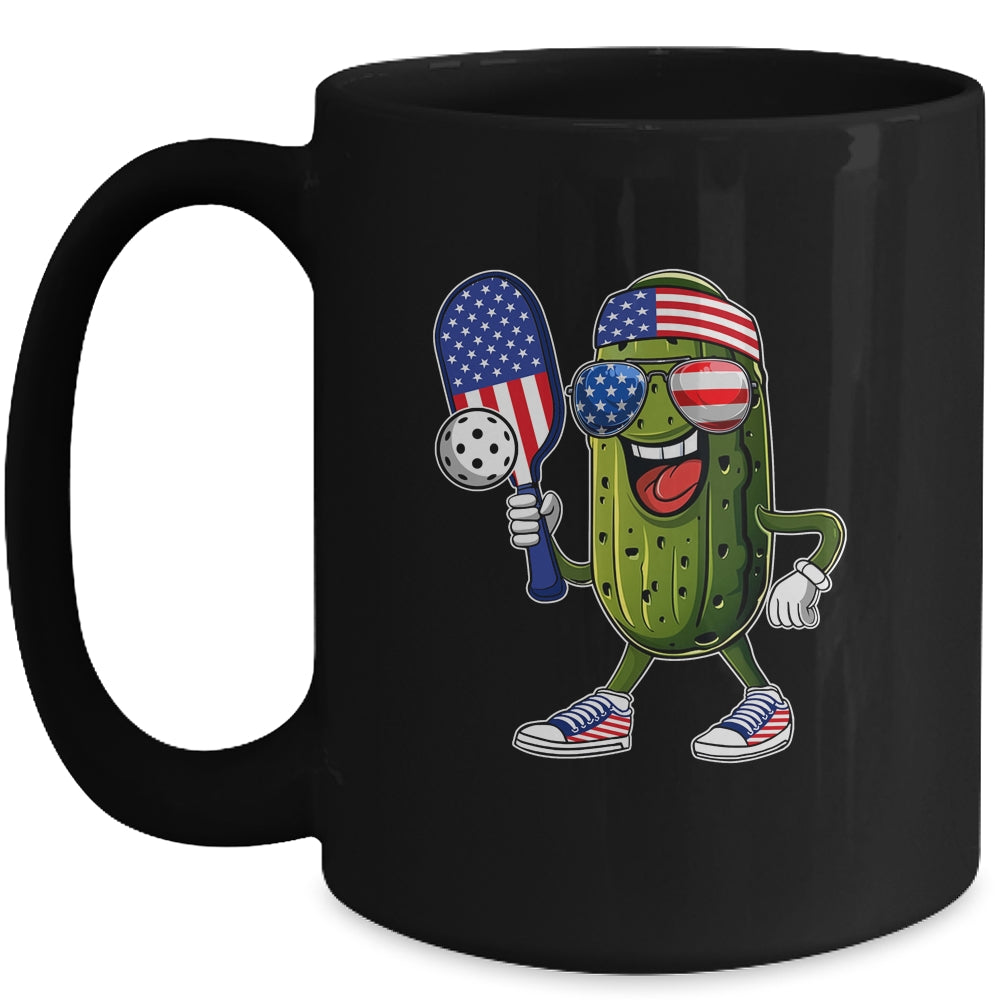 Funny Patriotic Pickle Playing Pickleball Paddle 4th Of July Mug | siriusteestore