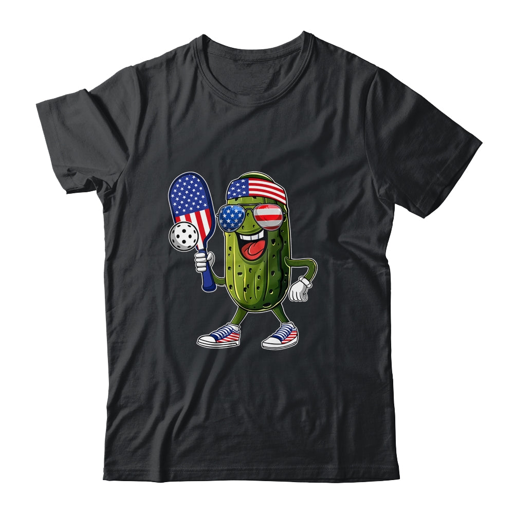 Funny Patriotic Pickle Playing Pickleball Paddle 4th Of July Shirt & Tank Top | siriusteestore