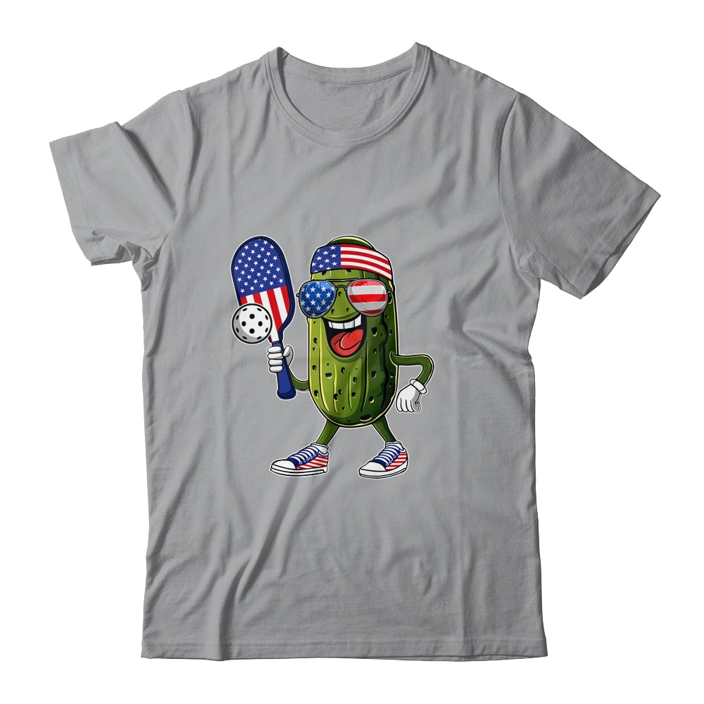 Funny Patriotic Pickle Playing Pickleball Paddle 4th Of July Shirt & Tank Top | siriusteestore