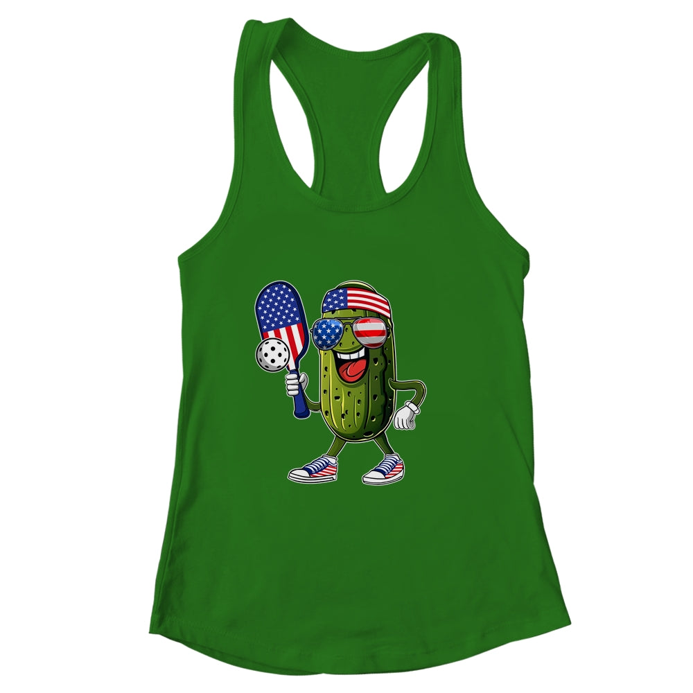 Funny Patriotic Pickle Playing Pickleball Paddle 4th Of July Shirt & Tank Top | siriusteestore