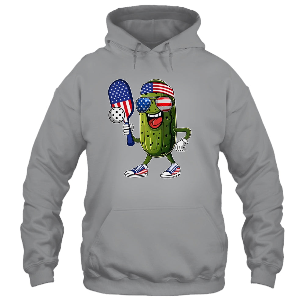 Funny Patriotic Pickle Playing Pickleball Paddle 4th Of July Shirt & Tank Top | siriusteestore