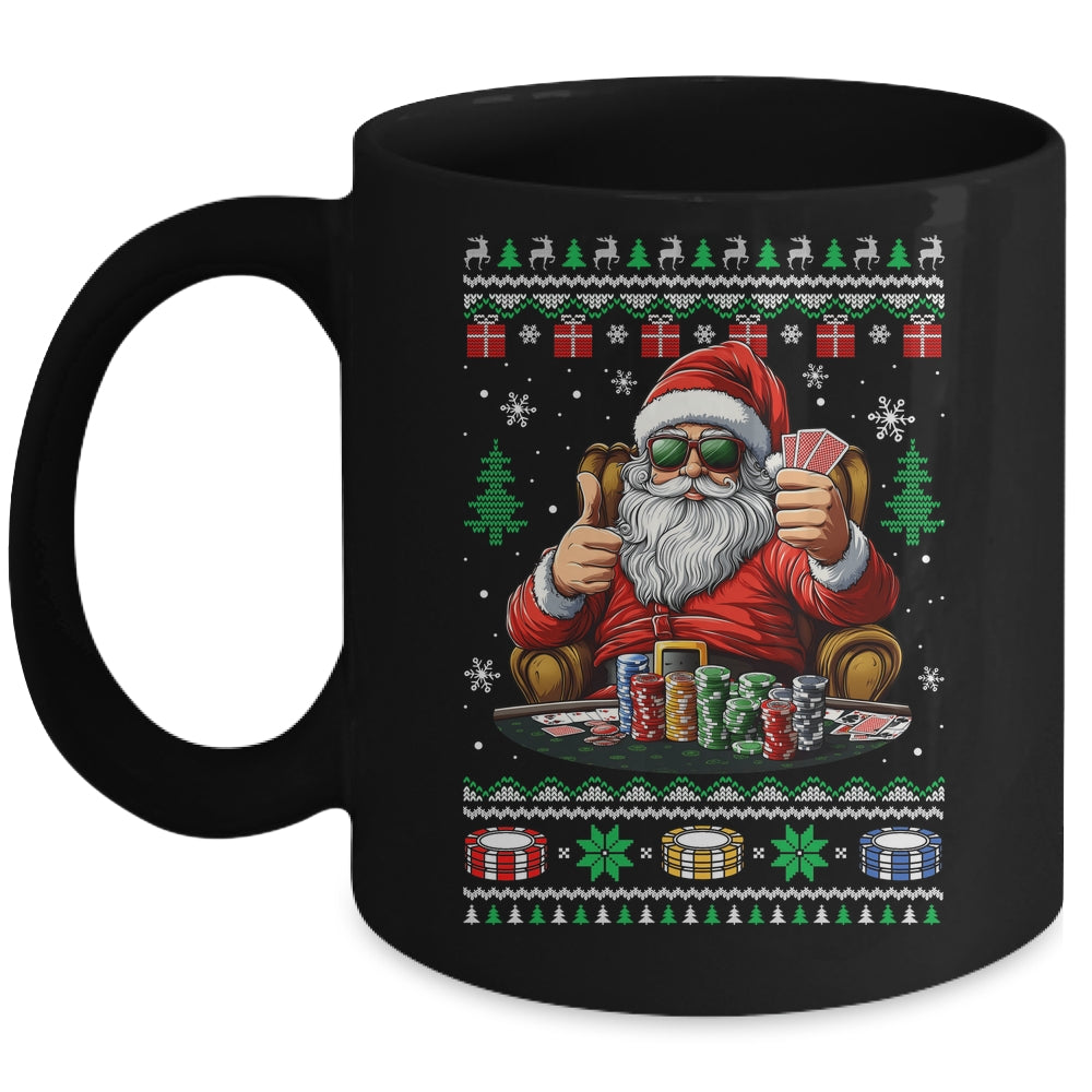 Funny Playing Poker Santa Poker Player Ugly Christmas Men Mug | siriusteestore