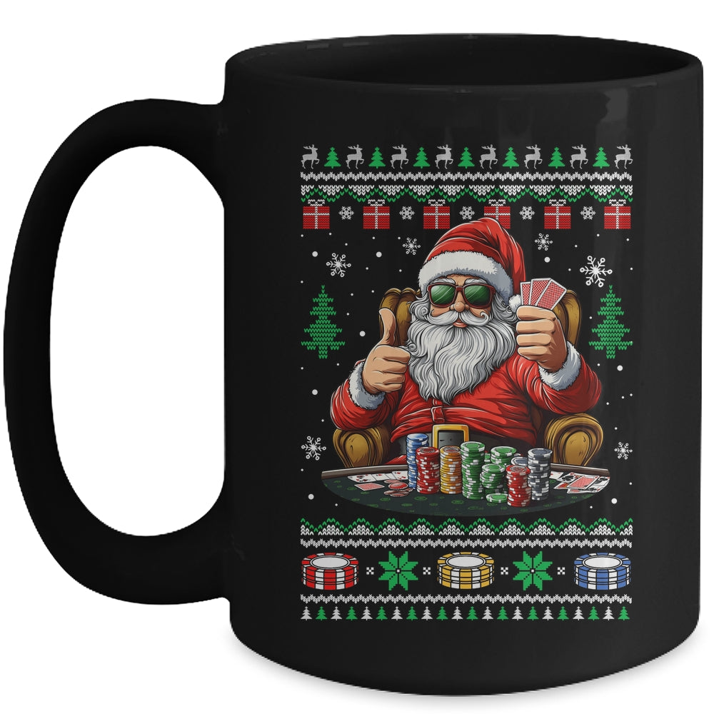 Funny Playing Poker Santa Poker Player Ugly Christmas Men Mug | siriusteestore