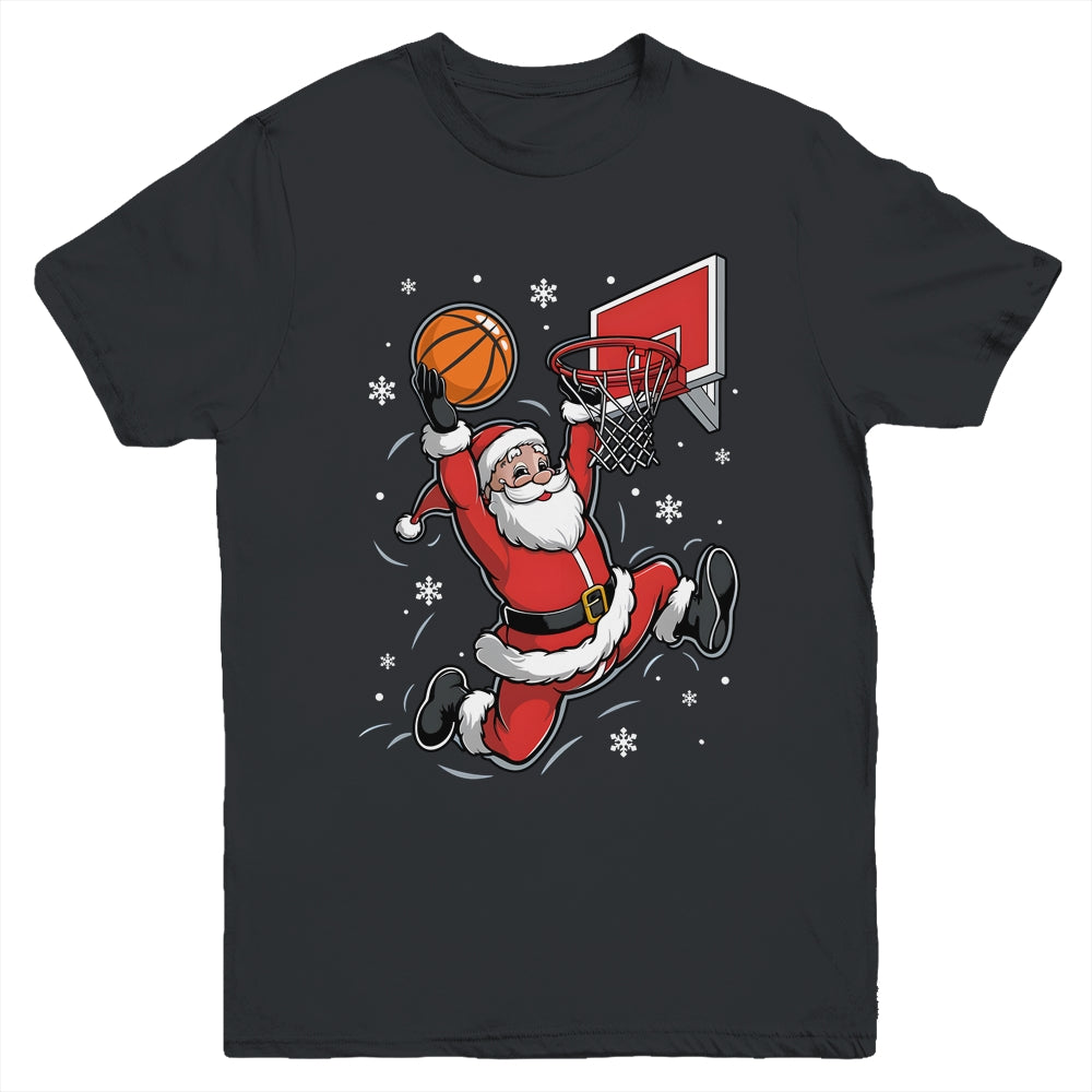 Funny Santa Claus Playing Basketball Merry Christmas Boys Youth Shirt | siriusteestore