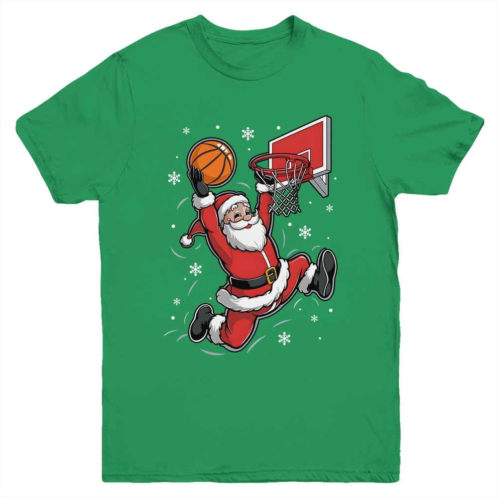 Funny Santa Claus Playing Basketball Merry Christmas Boys Youth Shirt | siriusteestore