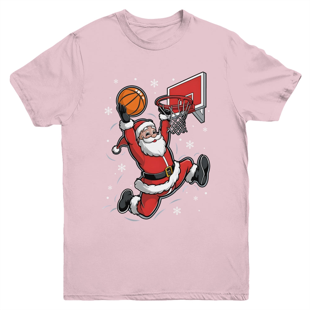 Funny Santa Claus Playing Basketball Merry Christmas Boys Youth Shirt | siriusteestore
