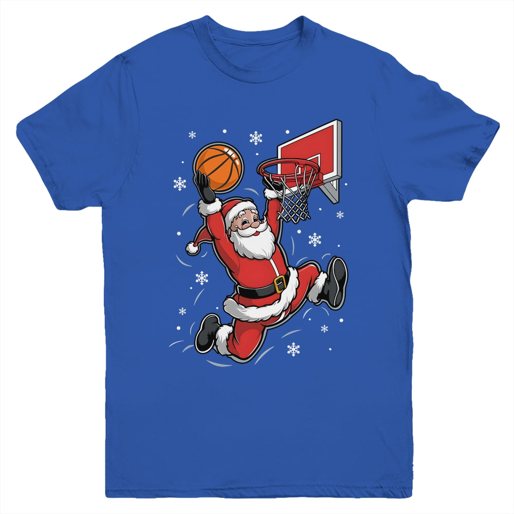Funny Santa Claus Playing Basketball Merry Christmas Boys Youth Shirt | siriusteestore