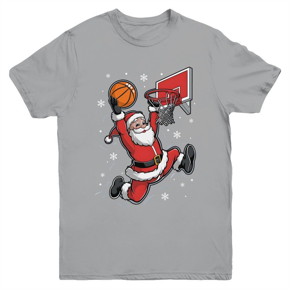 Funny Santa Claus Playing Basketball Merry Christmas Boys Youth Shirt | siriusteestore