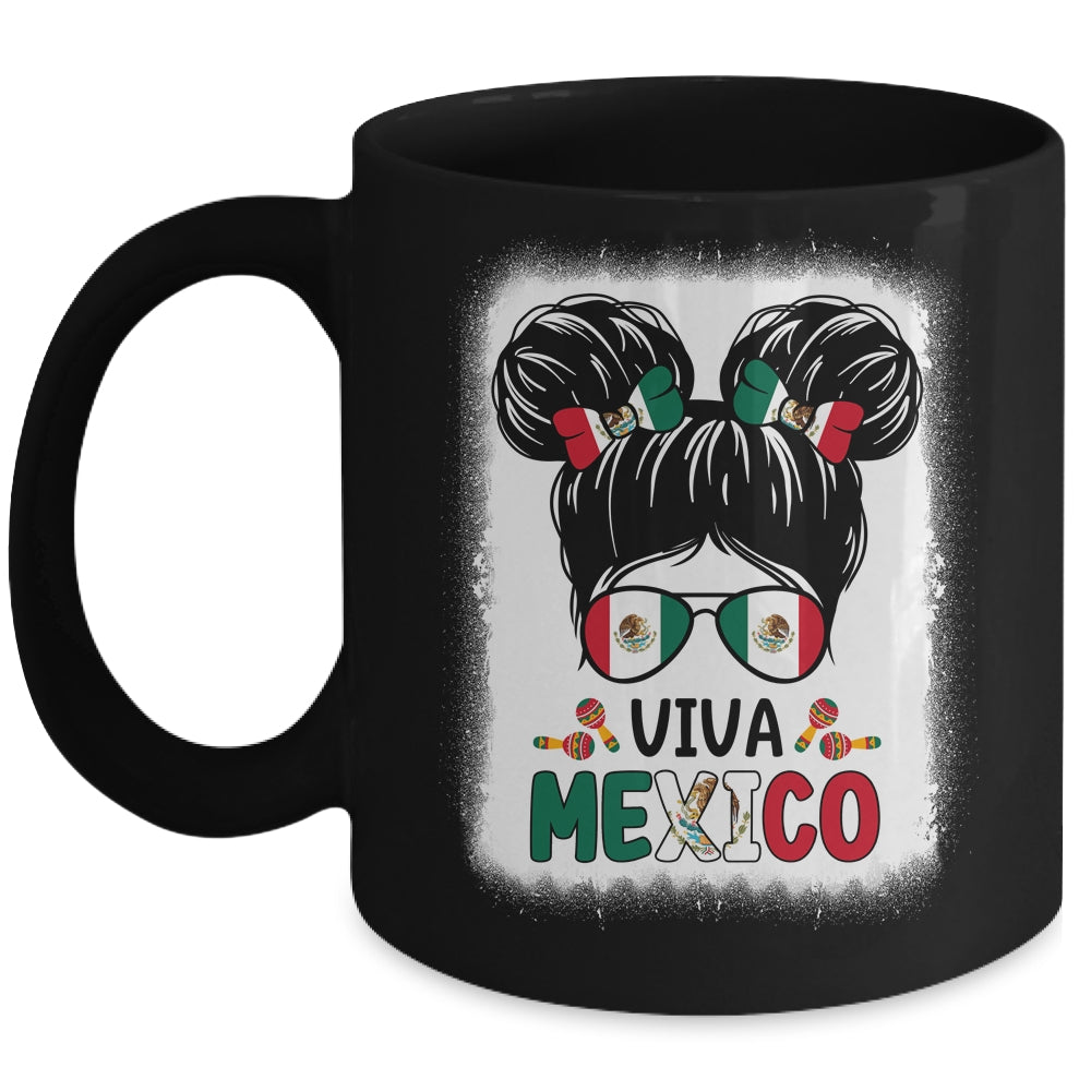 Funny Viva Mexico Mexican Independence Messy Bun Hair Kids Mug | siriusteestore