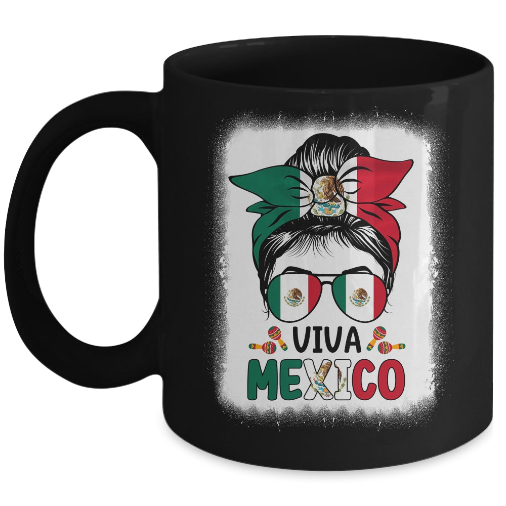 Funny Viva Mexico Mexican Independence Messy Bun Hair Mug | siriusteestore