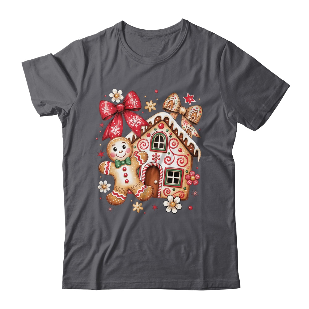 Gingerbread Christmas Bow Christmas House Retro Cookie Xmas Shirt & Sweatshirt | siriusteestore