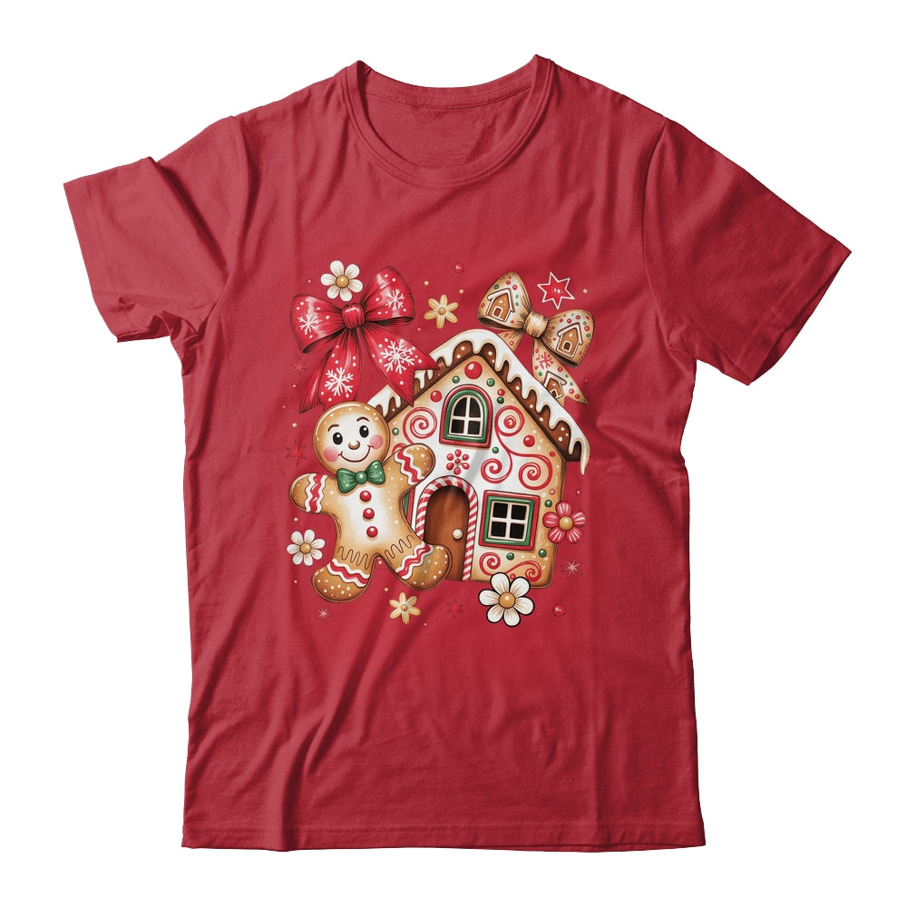 Gingerbread Christmas Bow Christmas House Retro Cookie Xmas Shirt & Sweatshirt | siriusteestore