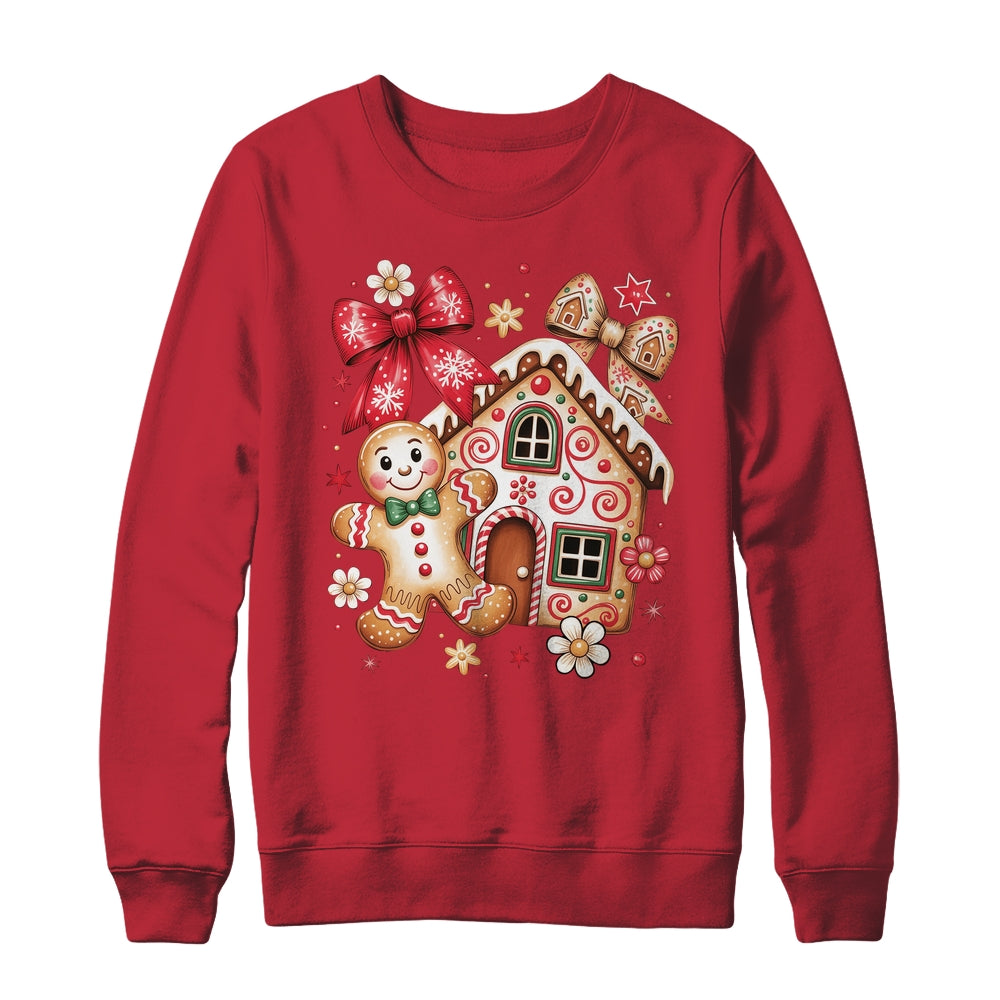 Gingerbread Christmas Bow Christmas House Retro Cookie Xmas Shirt & Sweatshirt | siriusteestore