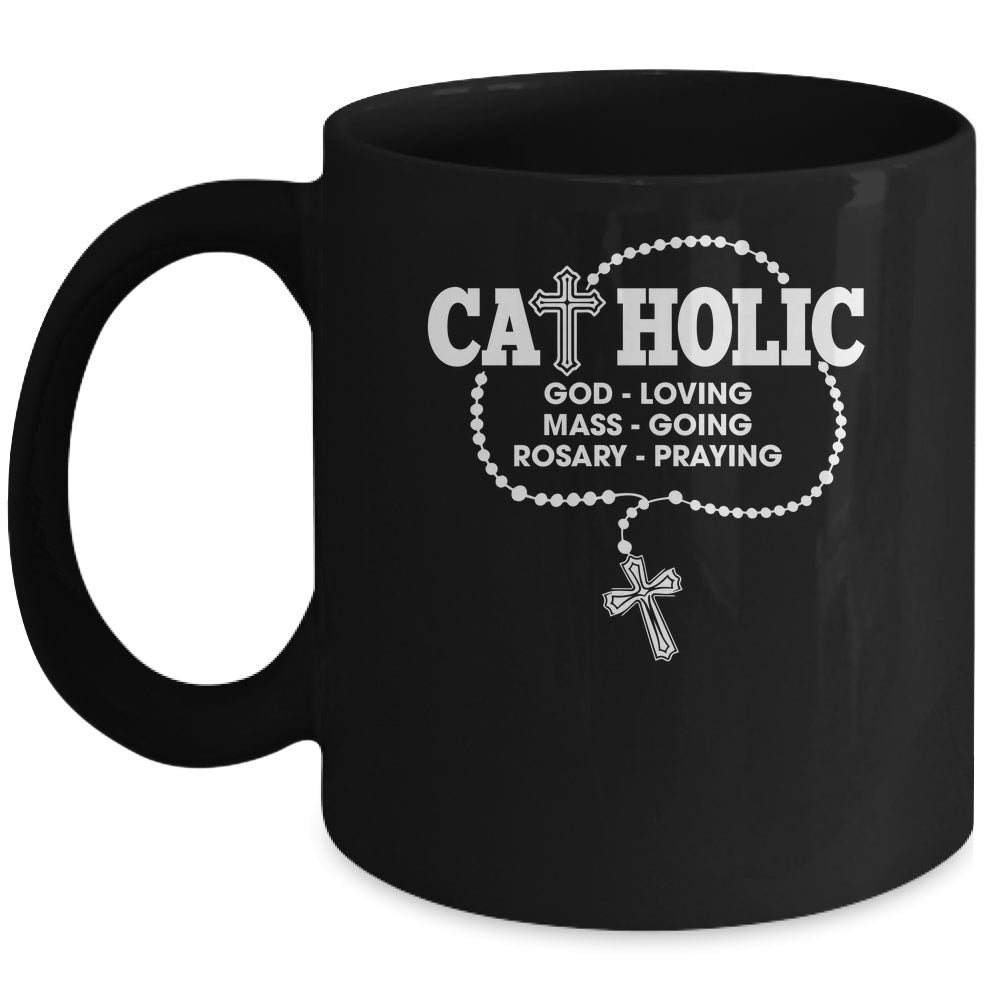 God Loving Mass Going Rosary Praying Catholic Christian Mug | siriusteestore