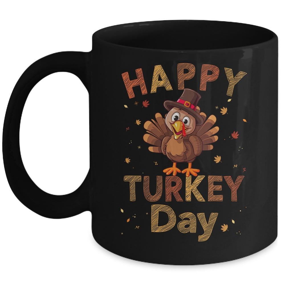 Happy Turkey Day 2023 Autumn Fall Thanksgiving Family Kids Mug | siriusteestore