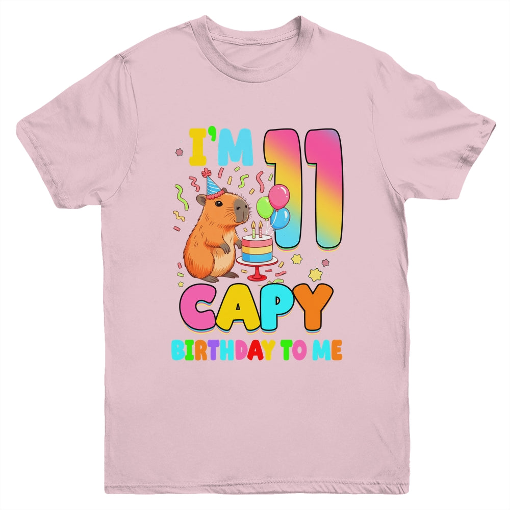 I'm 11 Years Old Capy Birthday To Me 11th Birthday Capybara Youth Shirt | siriusteestore