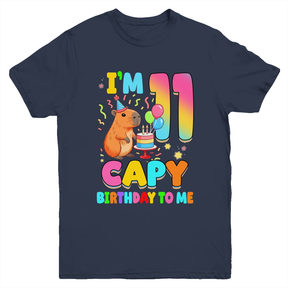 I'm 11 Years Old Capy Birthday To Me 11th Birthday Capybara Youth Shirt | siriusteestore