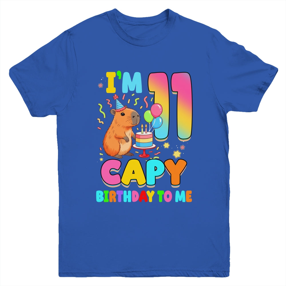 I'm 11 Years Old Capy Birthday To Me 11th Birthday Capybara Youth Shirt | siriusteestore