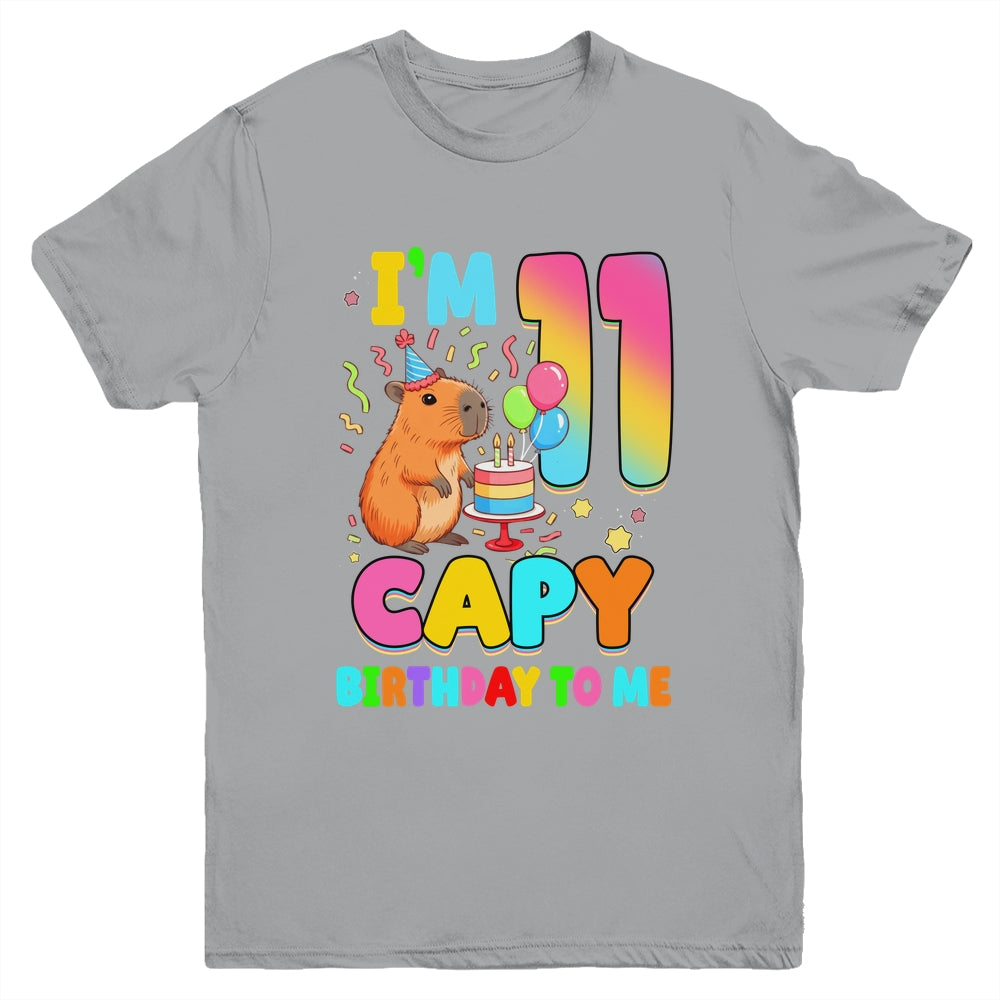 I'm 11 Years Old Capy Birthday To Me 11th Birthday Capybara Youth Shirt | siriusteestore