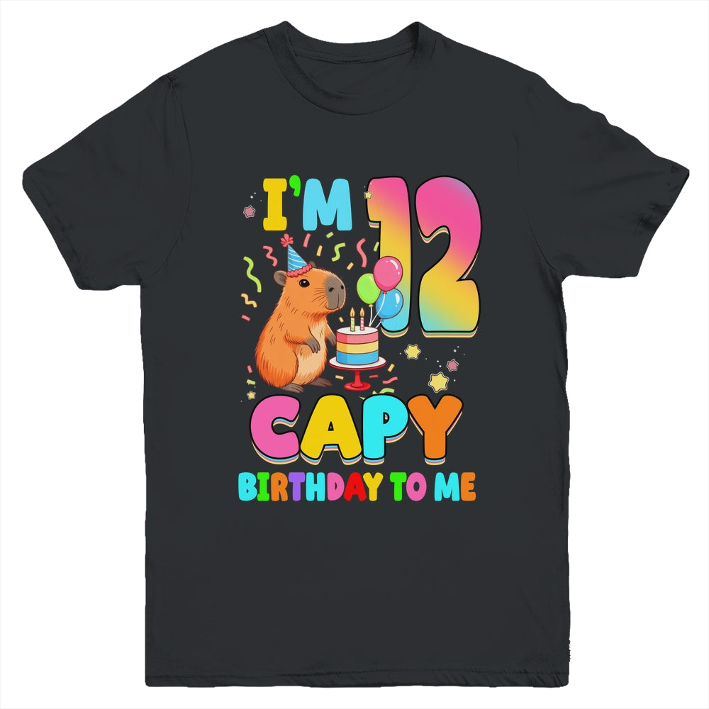 I'm 12 Years Old Capy Birthday To Me 12th Birthday Capybara Youth Shirt | siriusteestore