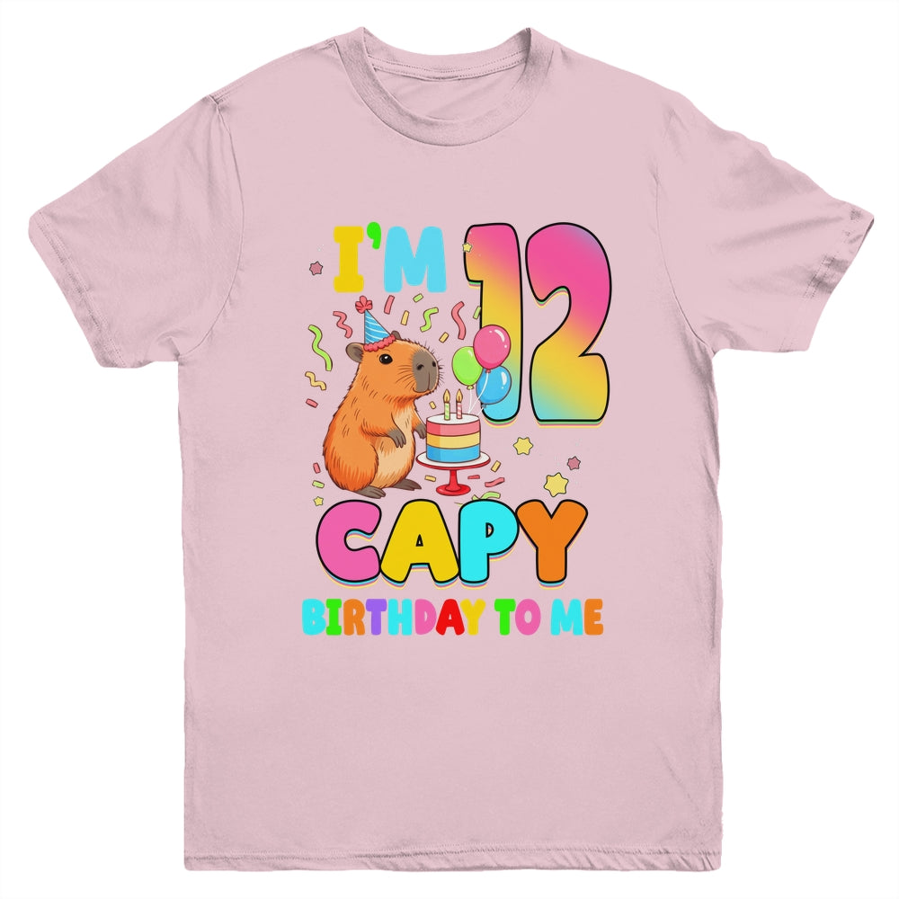 I'm 12 Years Old Capy Birthday To Me 12th Birthday Capybara Youth Shirt | siriusteestore