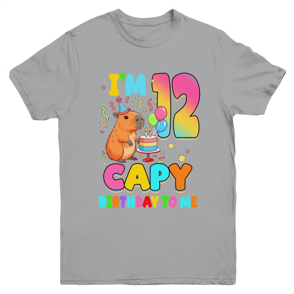 I'm 12 Years Old Capy Birthday To Me 12th Birthday Capybara Youth Shirt | siriusteestore