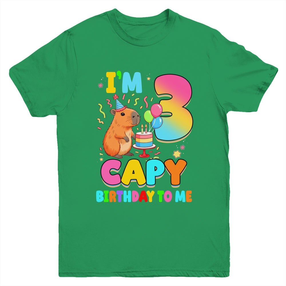 I'm 3 Years Old Capy Birthday To Me 3rd Birthday Capybara Youth Shirt | siriusteestore