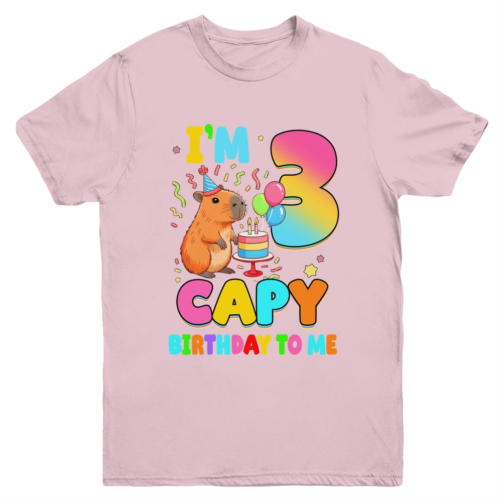 I'm 3 Years Old Capy Birthday To Me 3rd Birthday Capybara Youth Shirt | siriusteestore