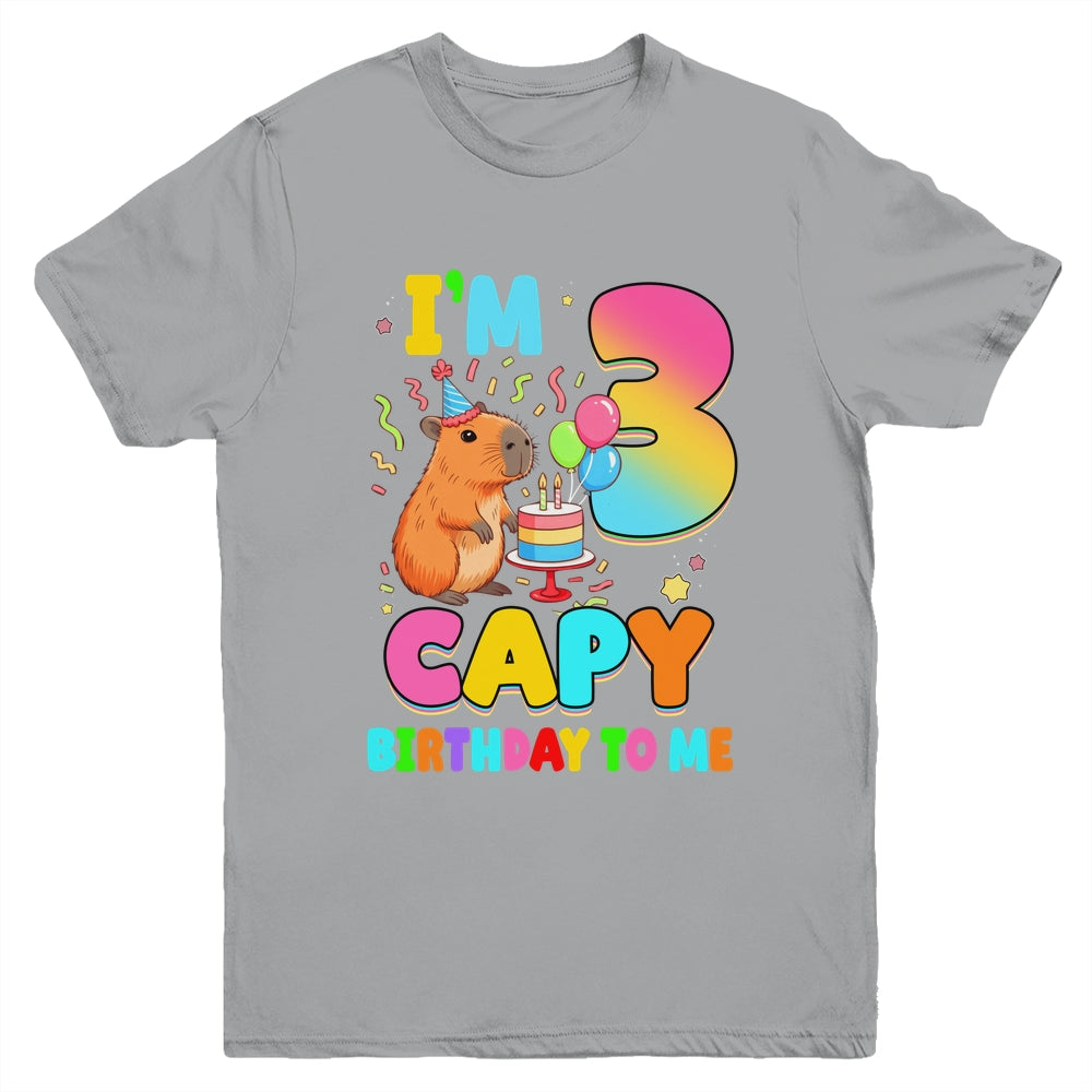 I'm 3 Years Old Capy Birthday To Me 3rd Birthday Capybara Youth Shirt | siriusteestore