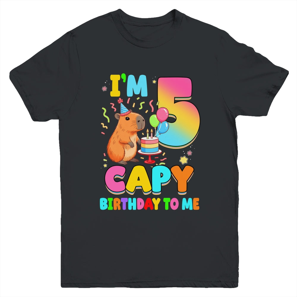 I'm 5 Years Old Capy Birthday To Me 5th Birthday Capybara Youth Shirt | siriusteestore