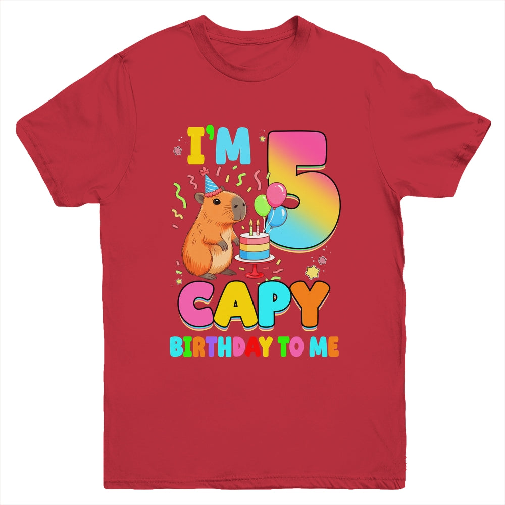 I'm 5 Years Old Capy Birthday To Me 5th Birthday Capybara Youth Shirt | siriusteestore