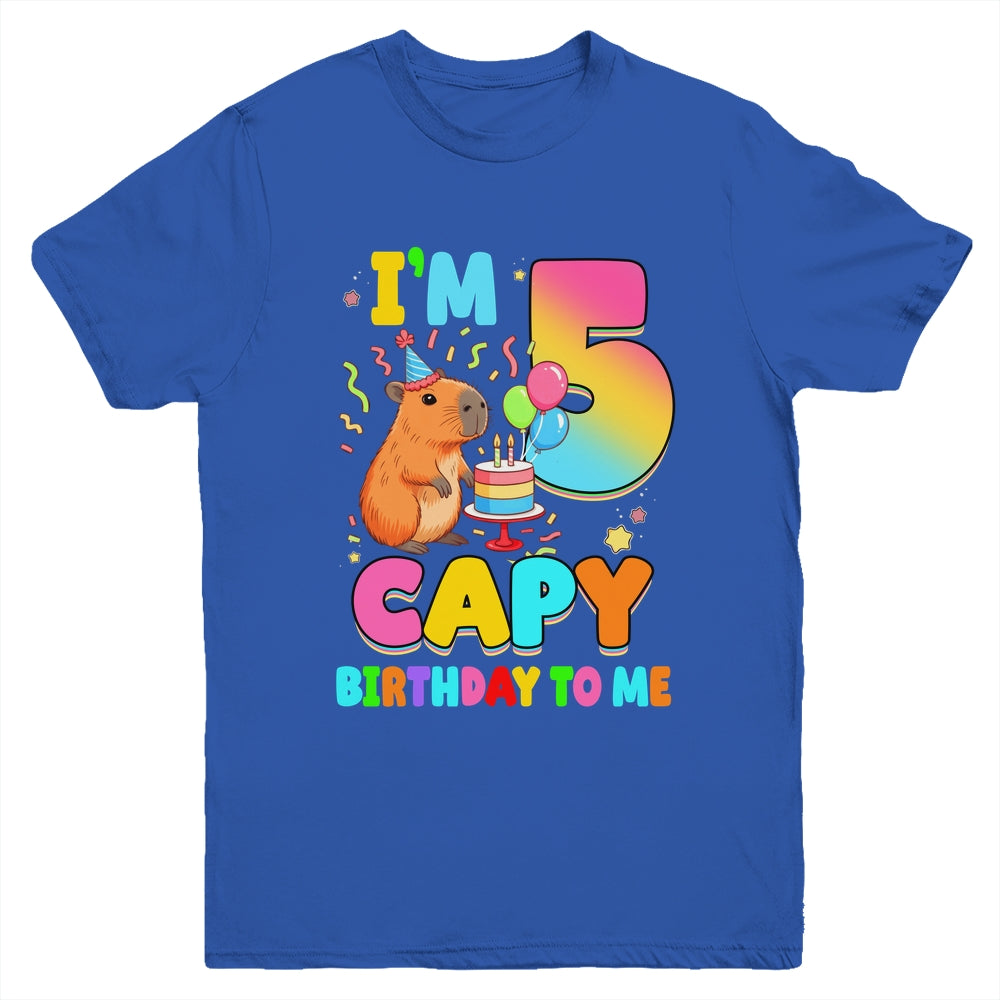I'm 5 Years Old Capy Birthday To Me 5th Birthday Capybara Youth Shirt | siriusteestore