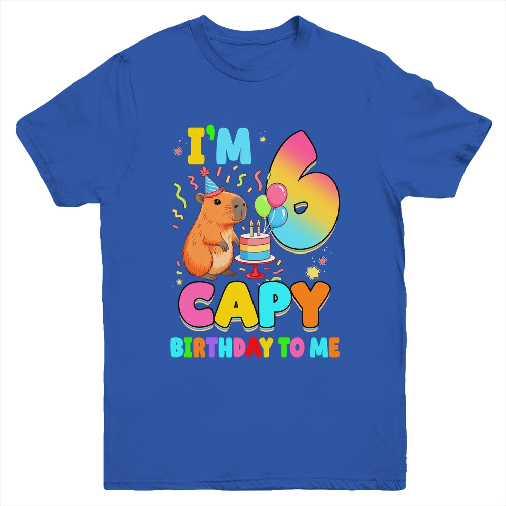 I'm 6 Years Old Capy Birthday To Me 6th Birthday Capybara Youth Shirt | siriusteestore