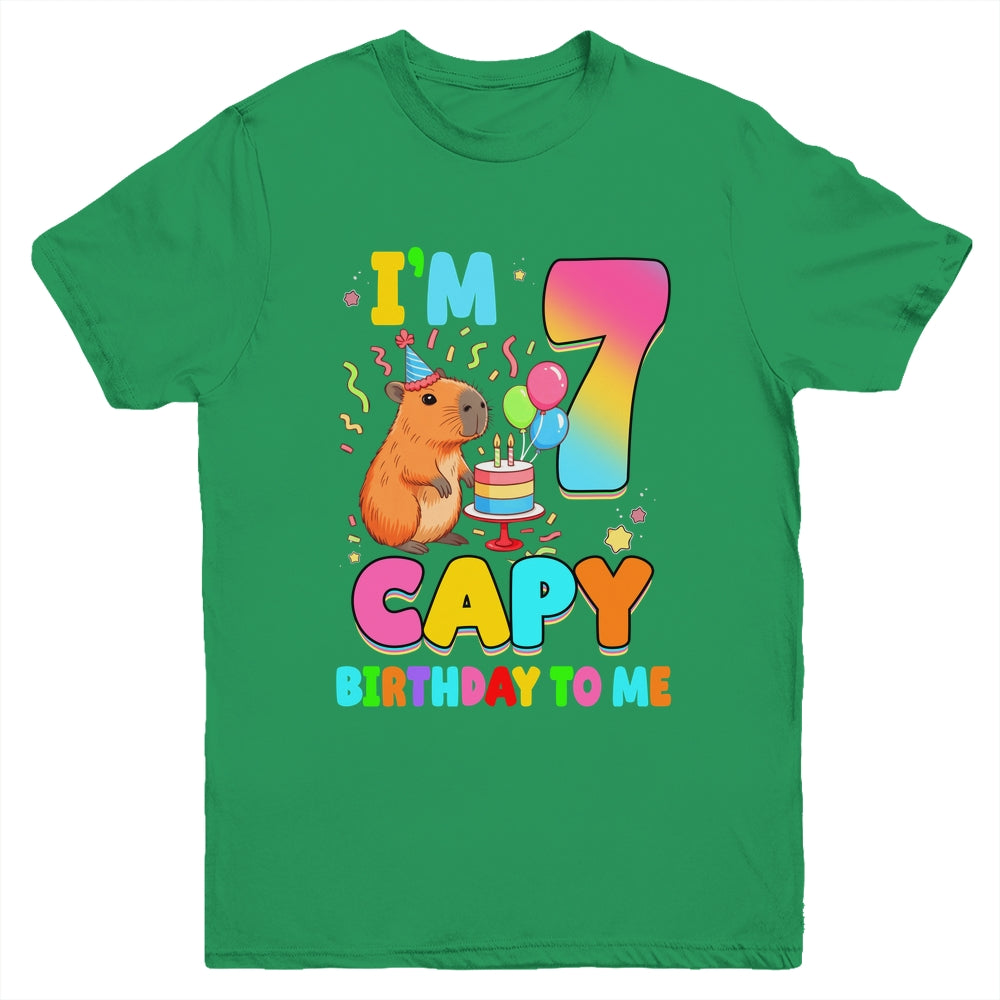 I'm 7 Years Old Capy Birthday To Me 7th Birthday Capybara Youth Shirt | siriusteestore