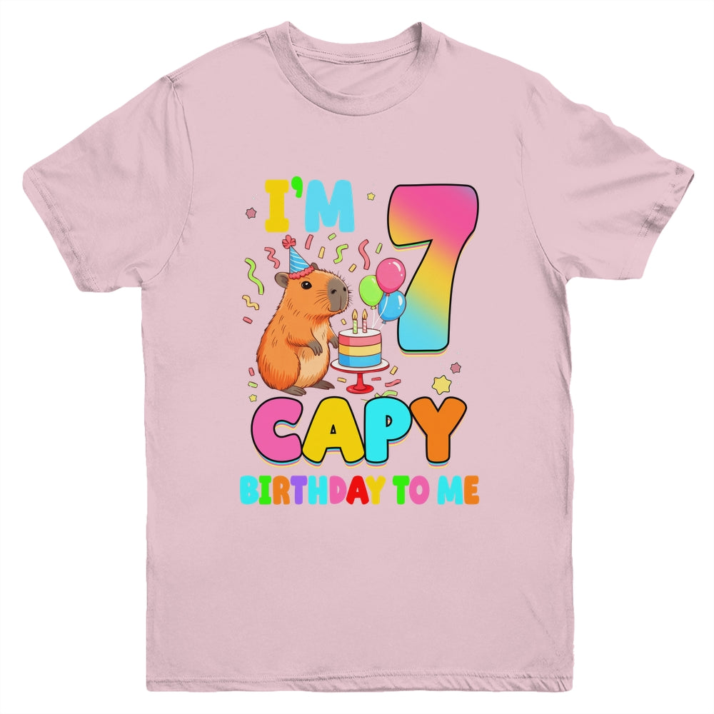 I'm 7 Years Old Capy Birthday To Me 7th Birthday Capybara Youth Shirt | siriusteestore
