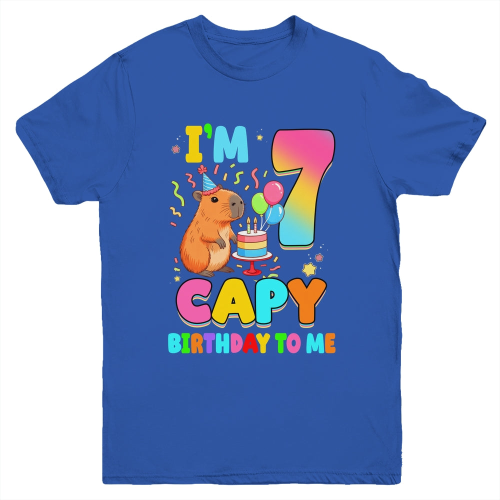 I'm 7 Years Old Capy Birthday To Me 7th Birthday Capybara Youth Shirt | siriusteestore