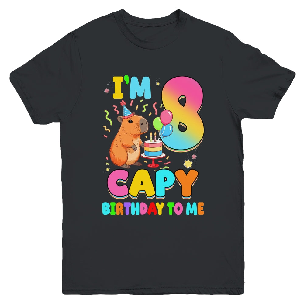I'm 8 Years Old Capy Birthday To Me 8th Birthday Capybara Youth Shirt | siriusteestore