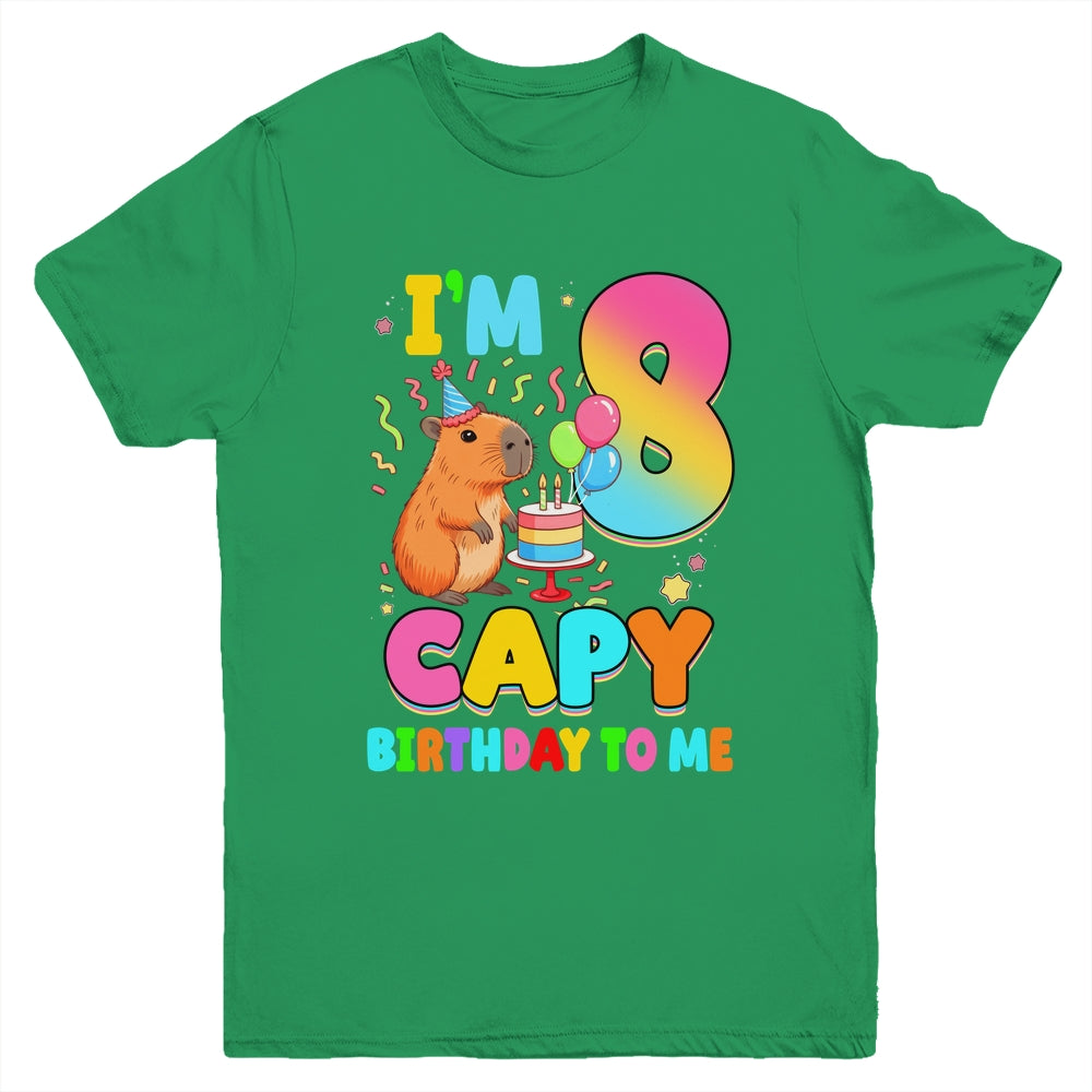 I'm 8 Years Old Capy Birthday To Me 8th Birthday Capybara Youth Shirt | siriusteestore