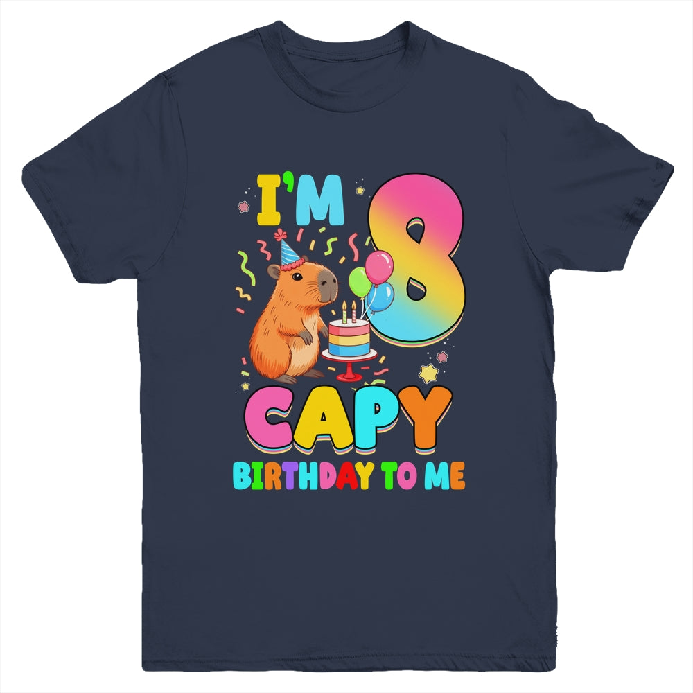 I'm 8 Years Old Capy Birthday To Me 8th Birthday Capybara Youth Shirt | siriusteestore