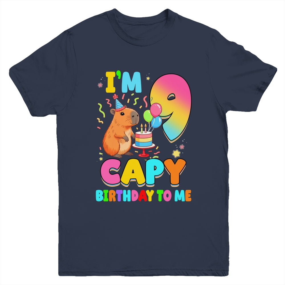 I'm 9 Years Old Capy Birthday To Me 9th Birthday Capybara Youth Shirt | siriusteestore