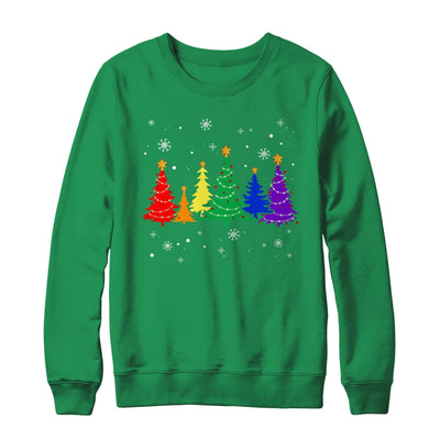 Merry Christmas LGBT Rainbow Flag Community Xmas Tree Gay Shirt & Sweatshirt | siriusteestore