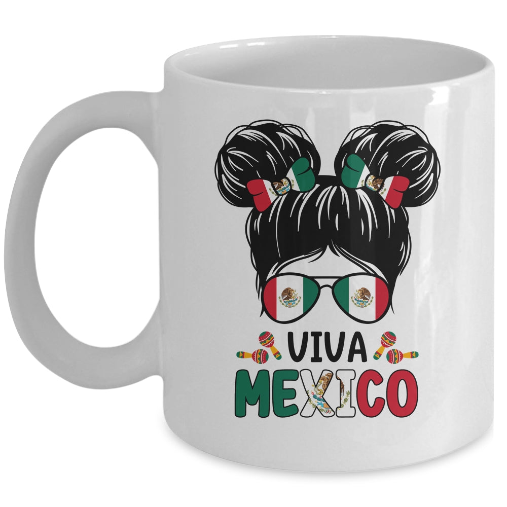 Mexican Independence Funny Viva Mexico Messy Bun Hair Kids Mug | siriusteestore