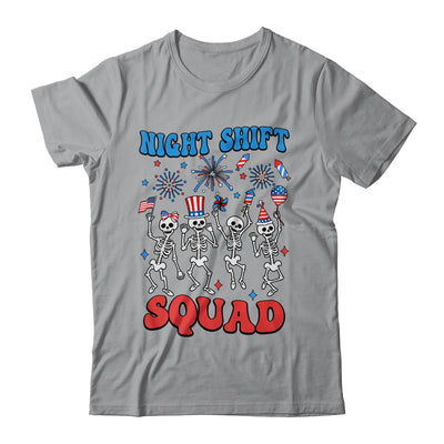 Night Shift Nurse 4th Of July Skeletons Night Shift Squad Shirt & Tank Top | siriusteestore