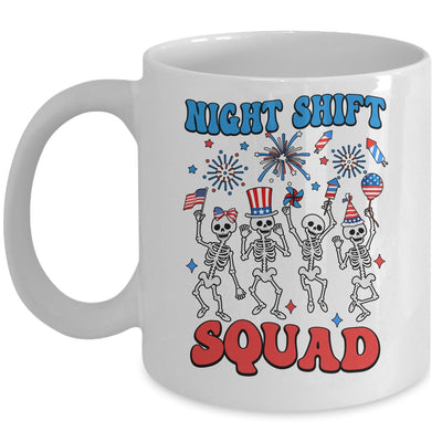 Night Shift Nurse 4th Of July Skeletons Night Shift Squad Mug | siriusteestore